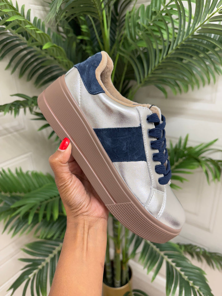 Patrizio Como Desio Aluminio Silver And Navy Runner