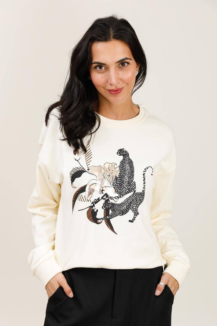Pamela Crew Neck Sweatshirt Floral Print White