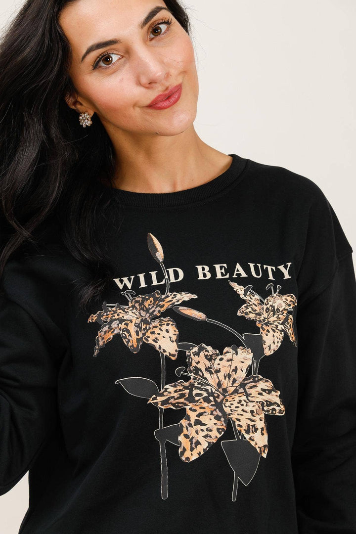 Wild Beauty Crew Neck Sweatshirt Black