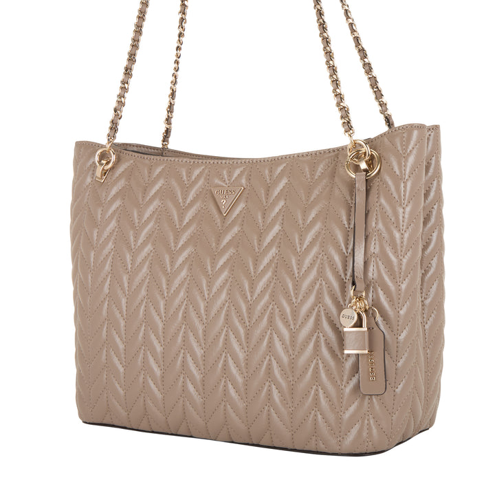 Guess Cheryl Quilted Shopper Bag | Dark Taupe