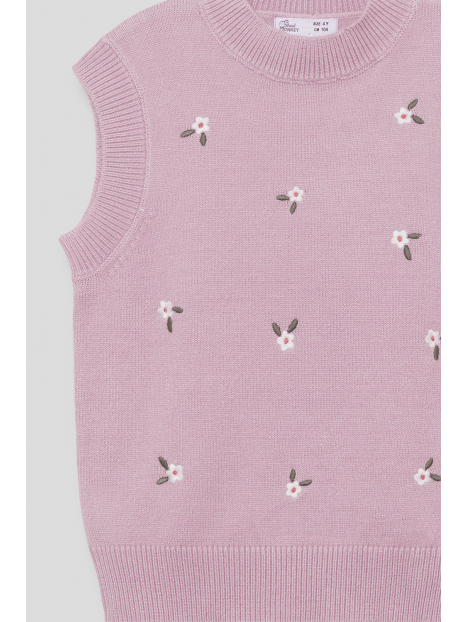 Street Monkey Girls Lilac Floral Knitted Vest
