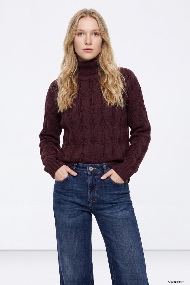 Tiffosi Fixo Brown Chunky Knit Sweater