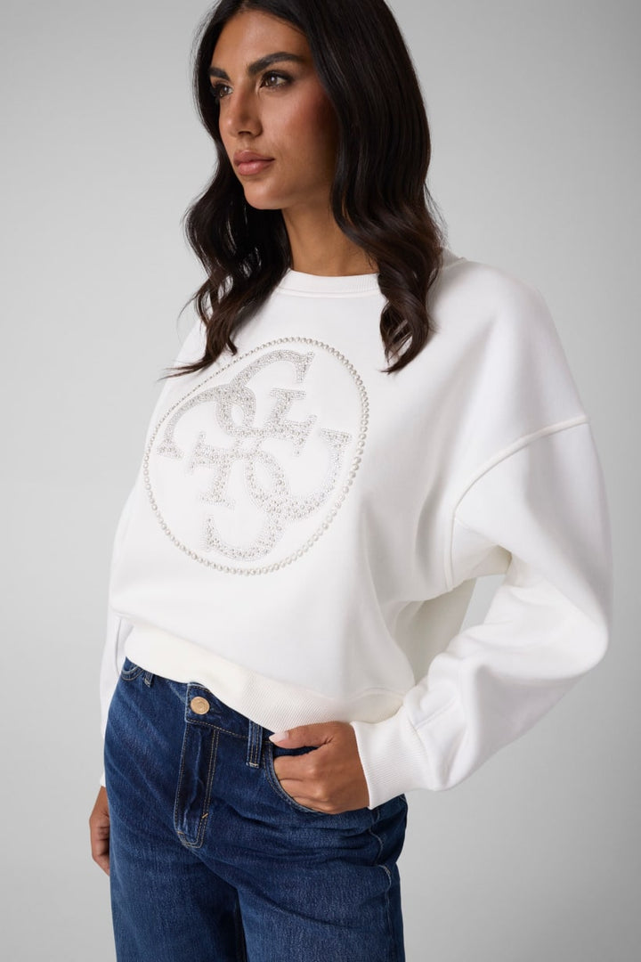 Guess Round Rhinestone Logo Sweatshirt