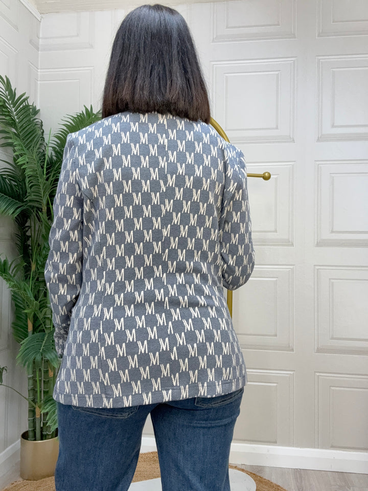 Costa Mani Watson Denim Letters Blazer