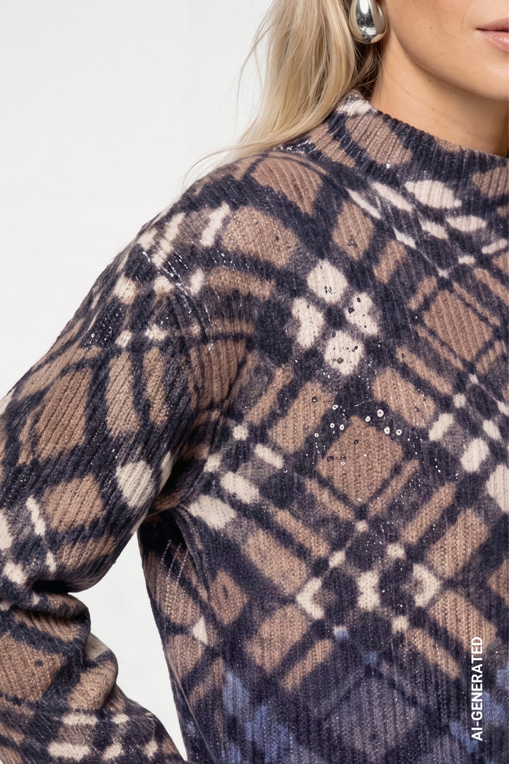 Monari Plaid Pattern And Dip Dye Knitted Jumper