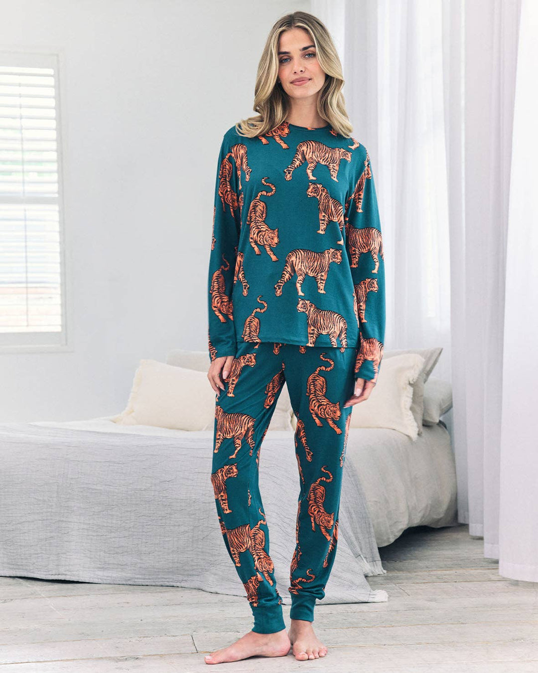 Tiger Print Long Pyjama Set: UK 6 by