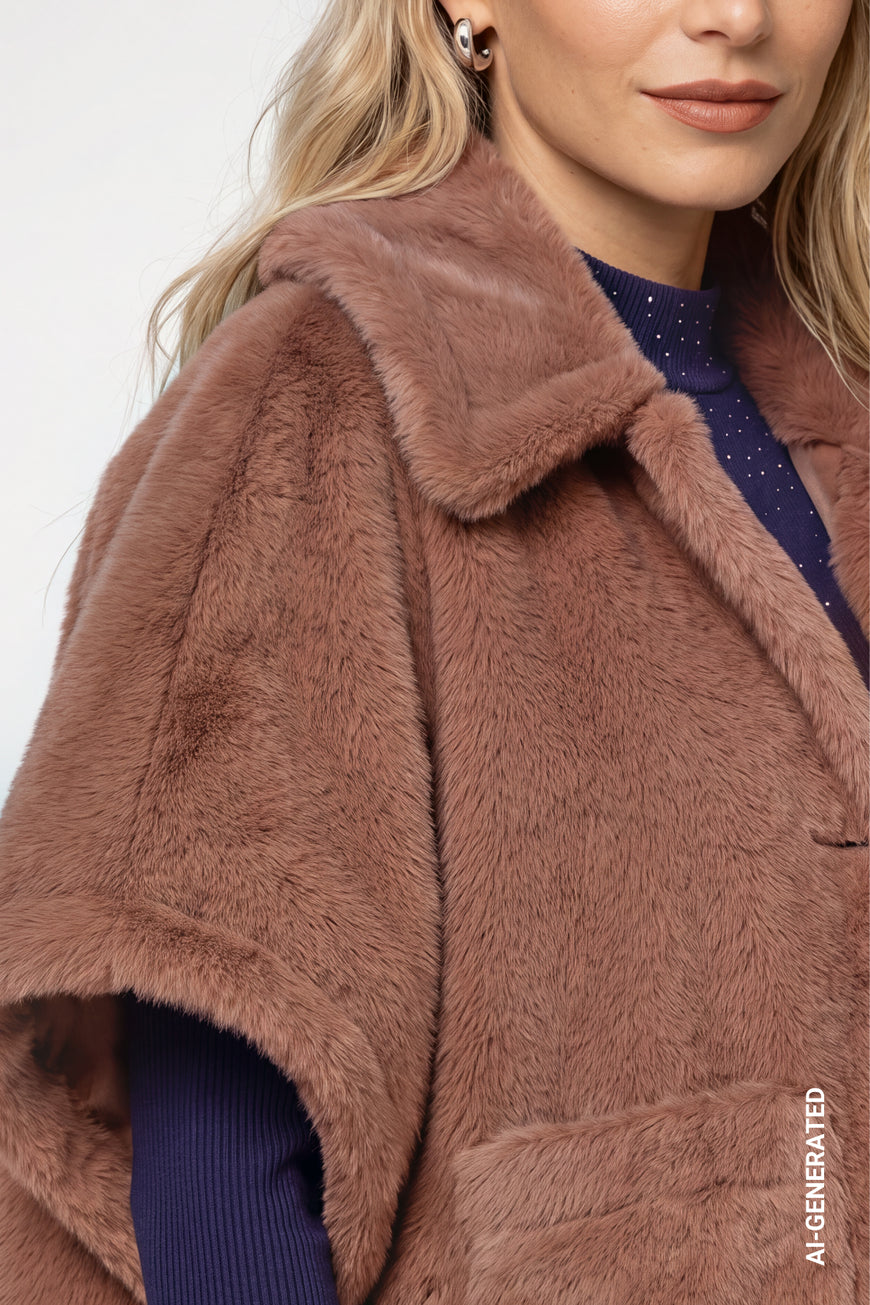 Monari Reversible Faux Fur Jacket | Tiramisu