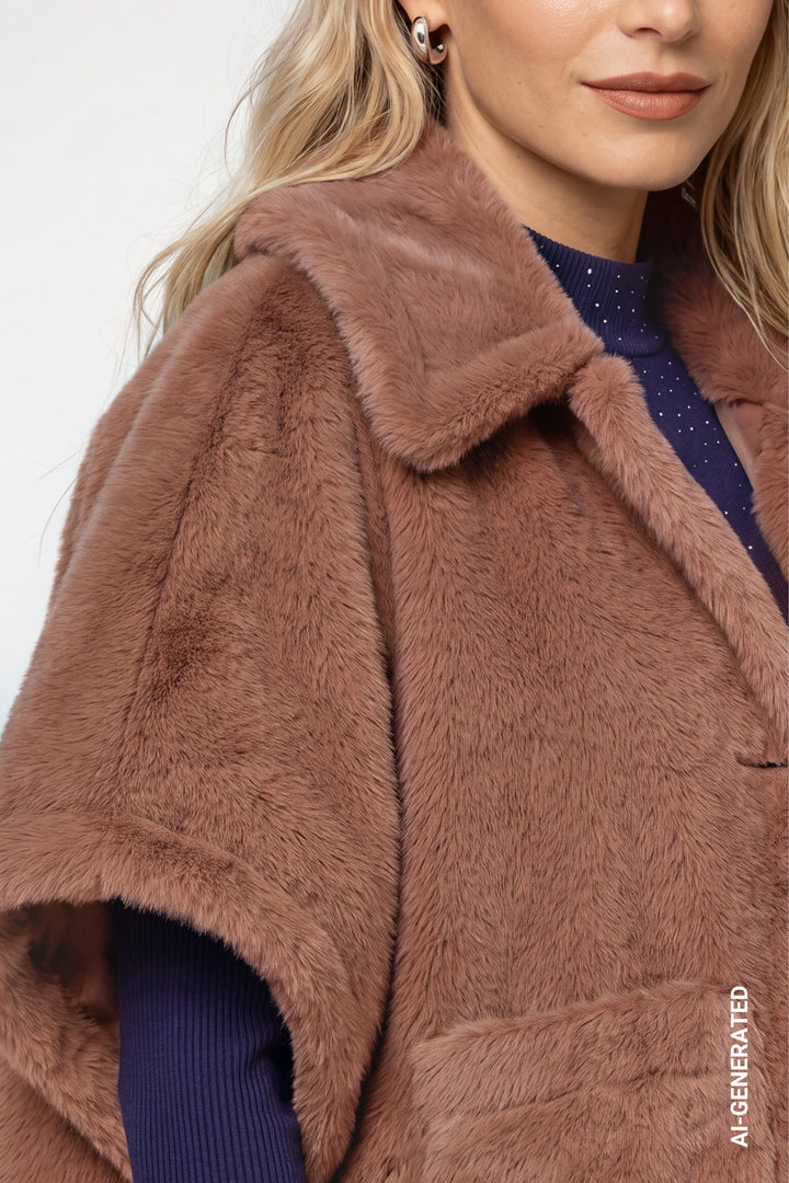 Monari Reversible Faux Fur Jacket | Tiramisu
