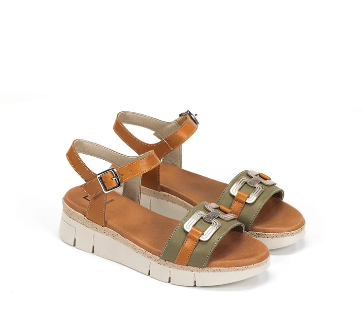 Dorking Klau Tibet Kaki/Cuero/Platino Sandal