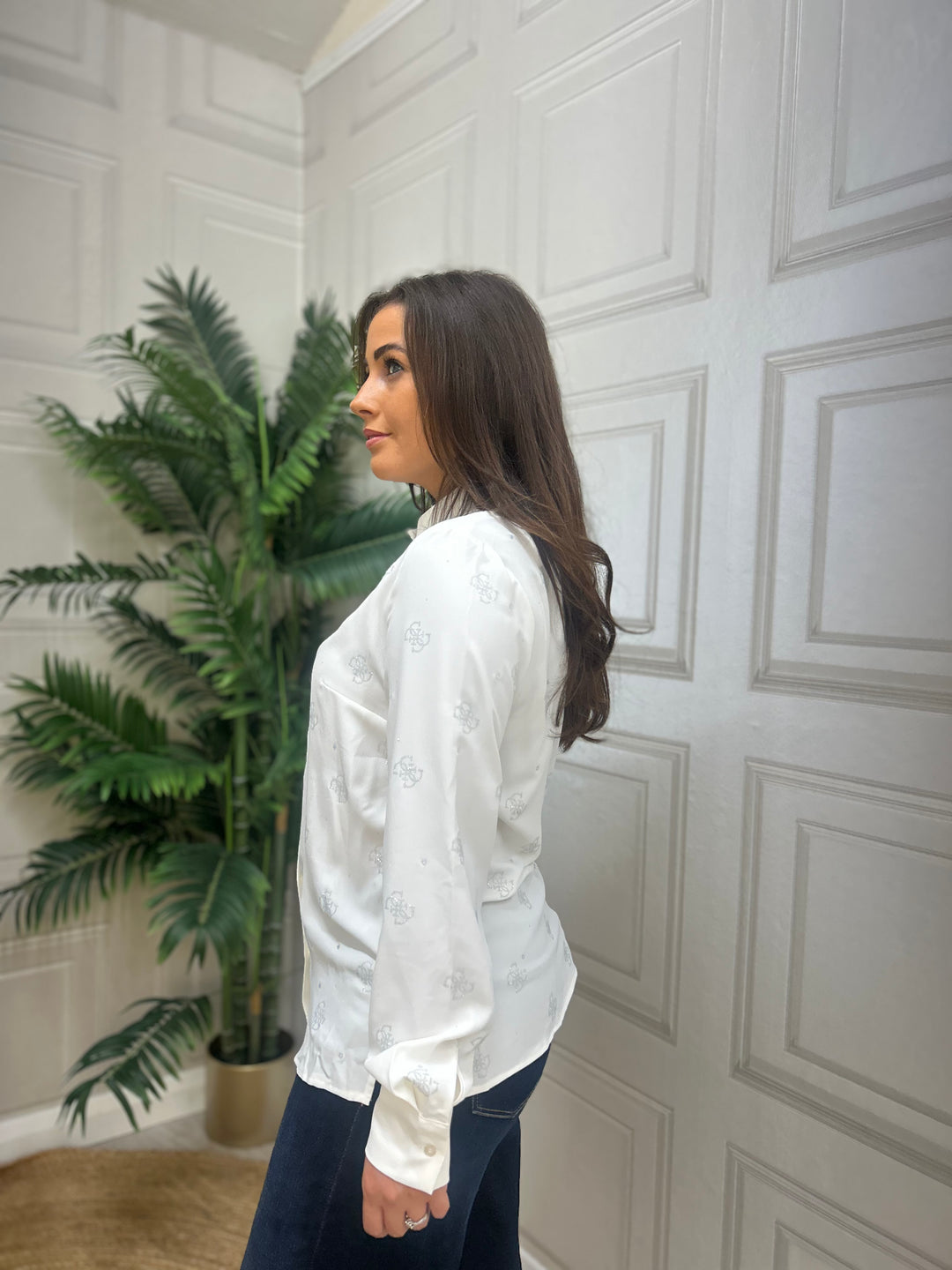 Guess Cream Diamond 4G Logo Blouse