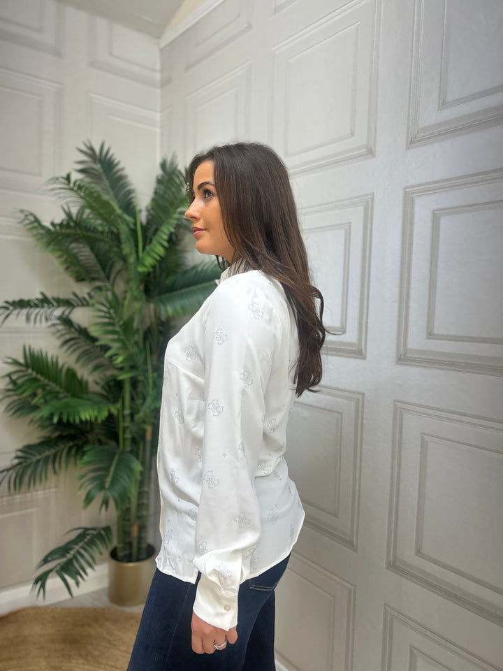 Guess Cream Diamond 4G Logo Blouse