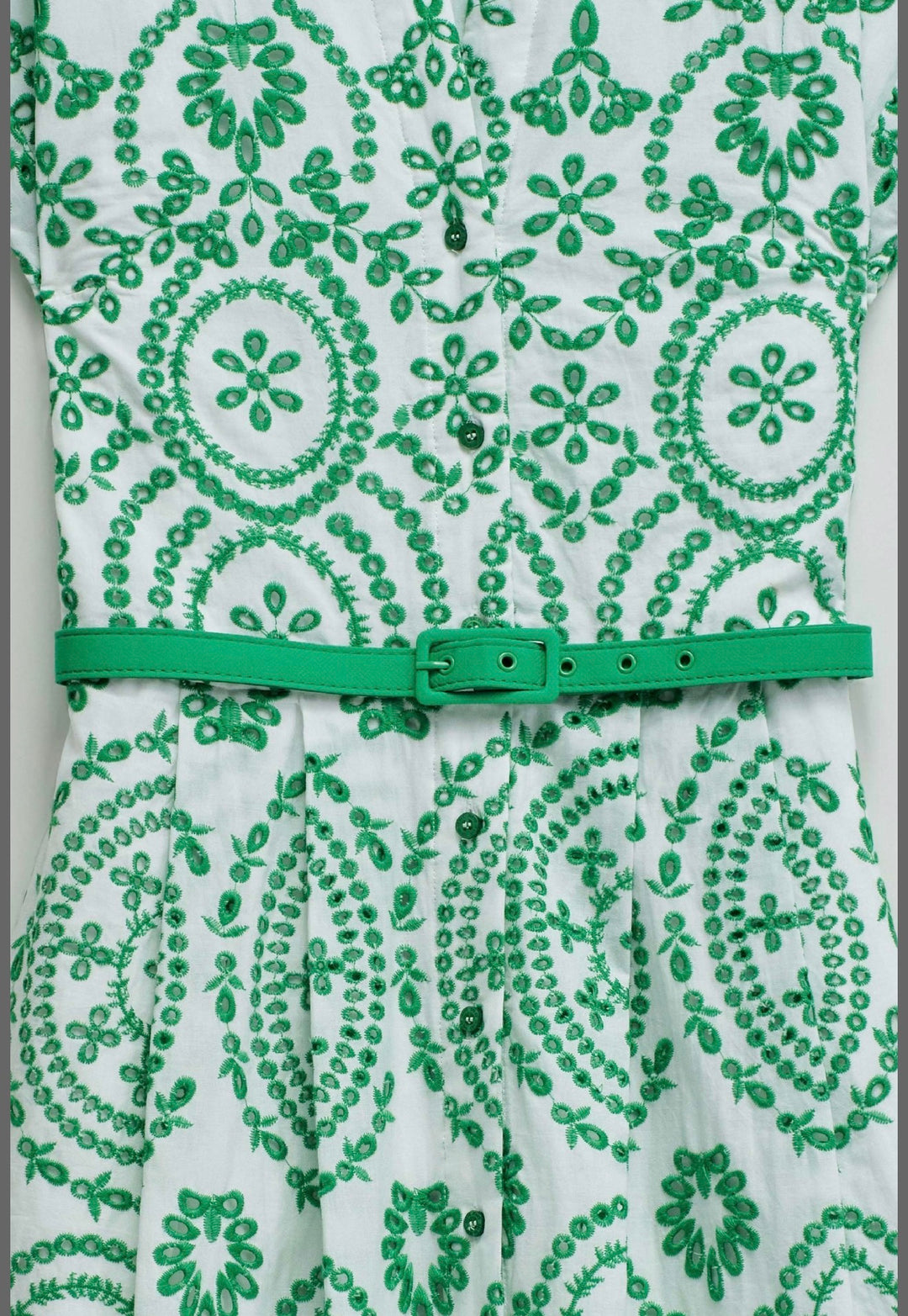 Salsa Embroidery Shirt Dress Green With Belt