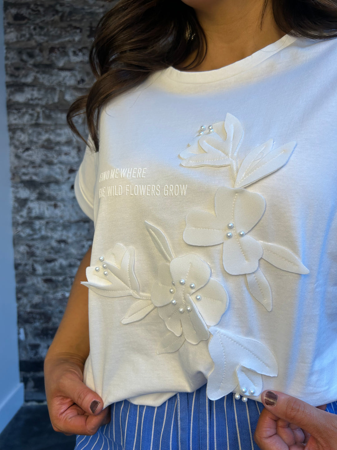 Tiffosi Max Flower Detailed White T-Shirt