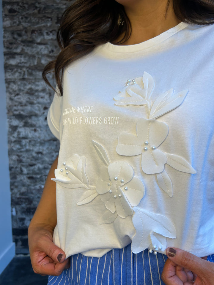 Tiffosi Max Flower Detailed White T-Shirt