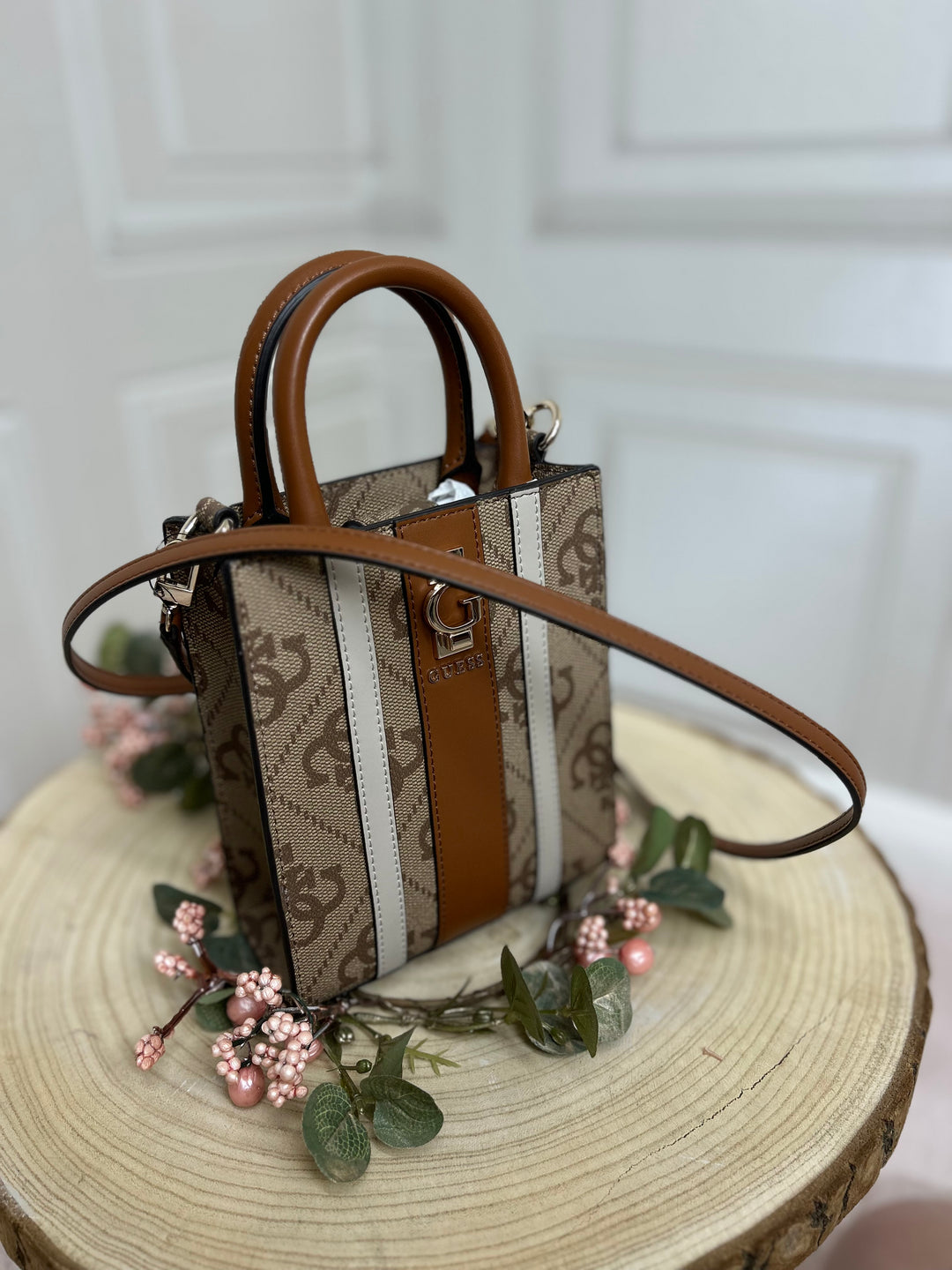 Guess Erenia Latte Logo Crossbody Bag