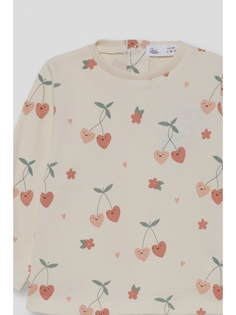 Street Monkey Girls Peach Print Long Sleeve Top