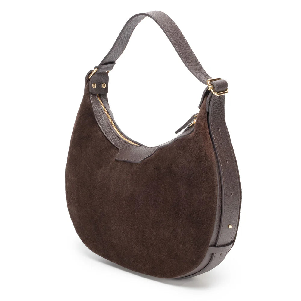 Elie Beaumont Crescent Suede Bag | Chocolate