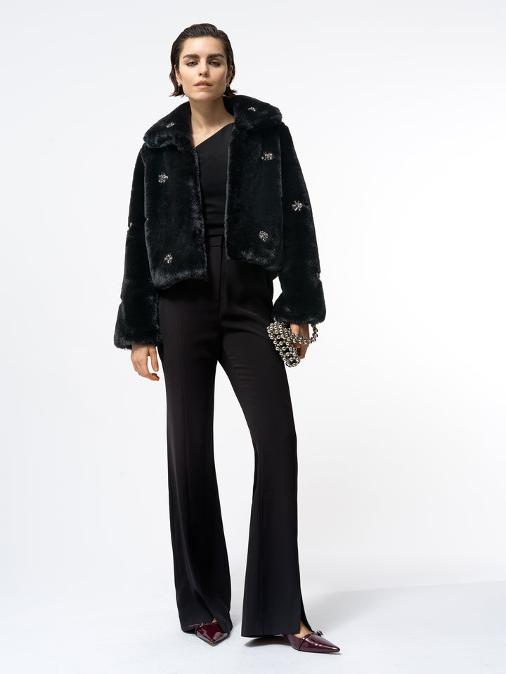 French Connection Theresa Faux Fur Diamante Jacket