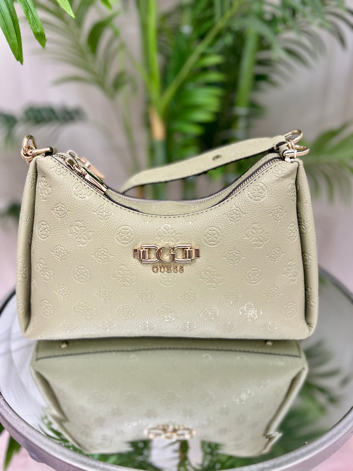 Guess Anise Sage Logo Zip Shoulder Bag