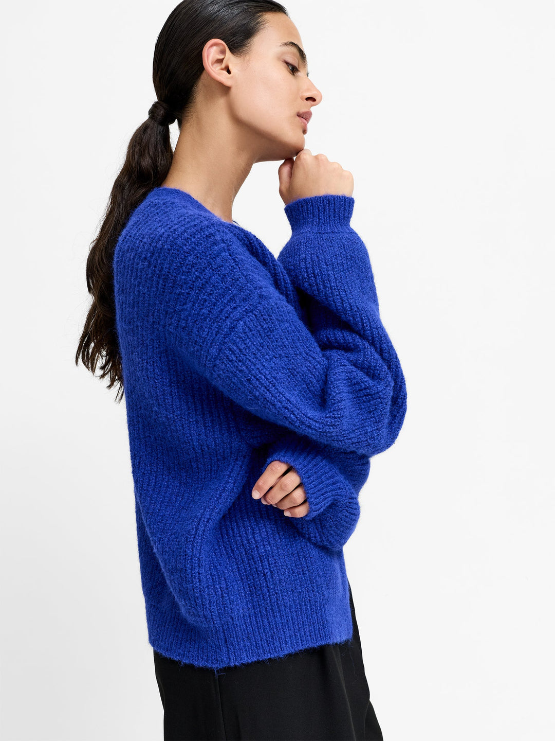 French Connection Kenly Blue Rosette Knit Cardigan