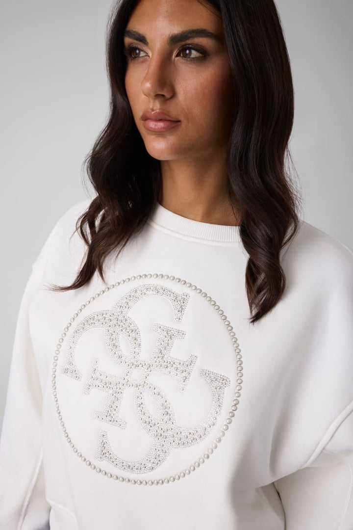 Guess Round Rhinestone Logo Sweatshirt