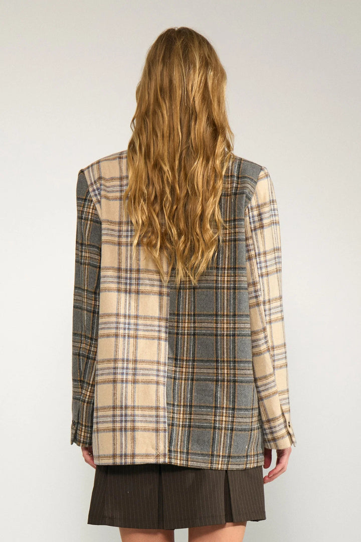 Numph Nuavey Check Blazer | Medium Grey Mel