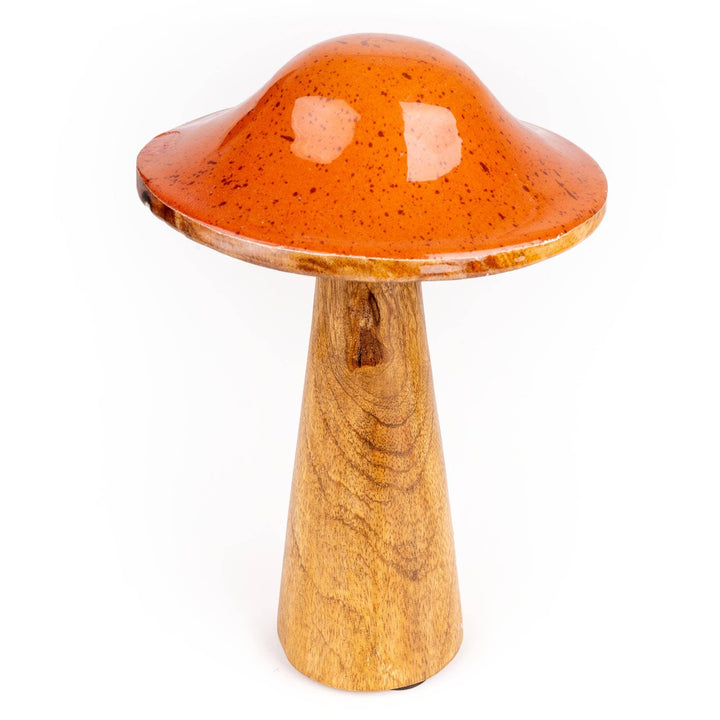 Tall Mushroom Mango Wood &amp; Enamel - Terracotta
