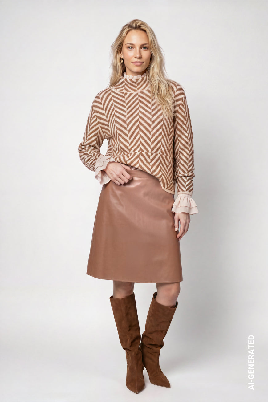 Monari Knitted Herringbone Tiramisu Jumper