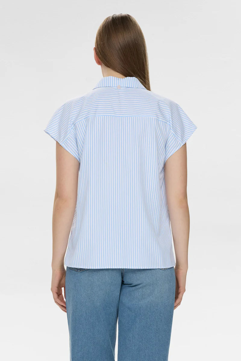 Numph Nuashley Airy Blue Embrioedered Shirt