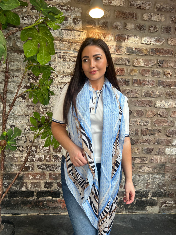 Guess Blue Logo Scarf Beige