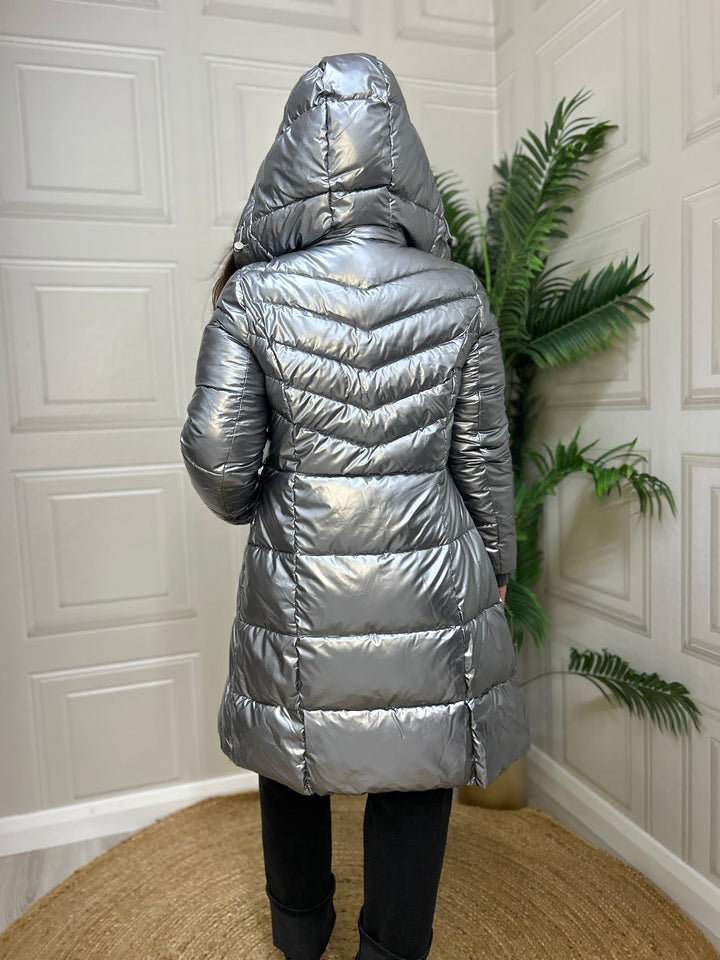 Priya Mid Length Puffer jacket Steel