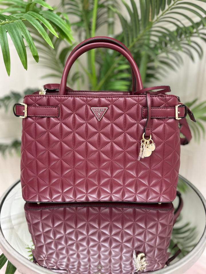 Guess Paisleigh Girlfriend Satchel Bag Burgundy