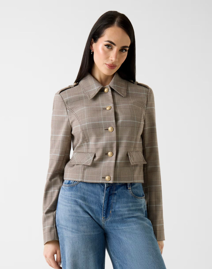 Guess Checked Jacket Beige Blue