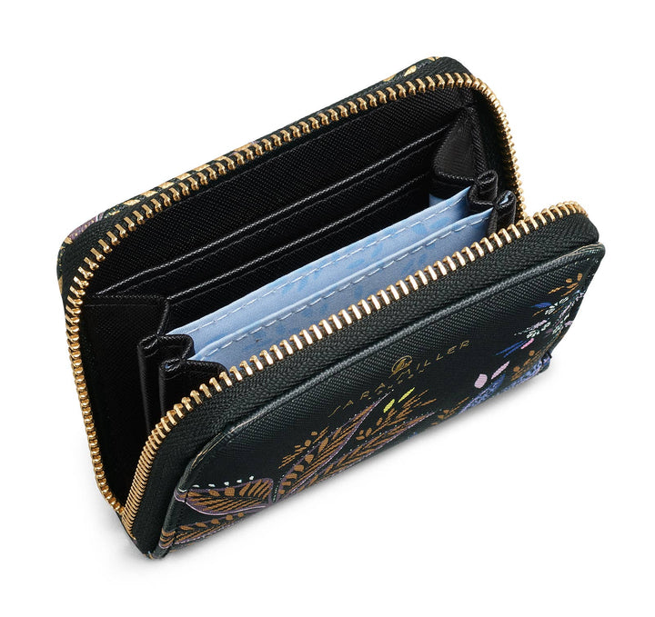 Sara Miller Zip Purse: Black Botanic / Small