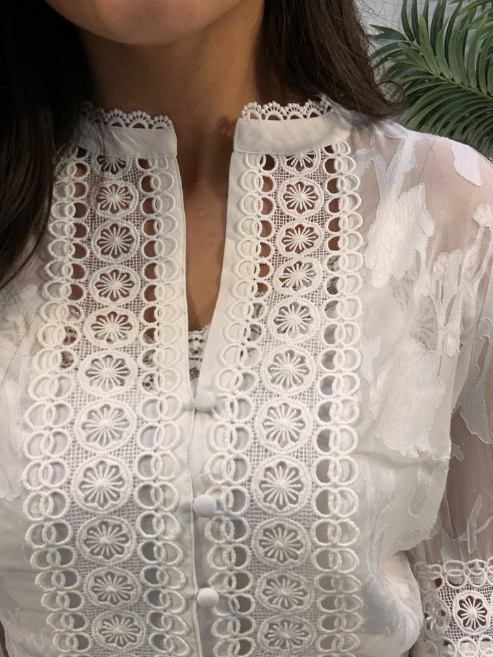 Guess Off White Lace Blouse