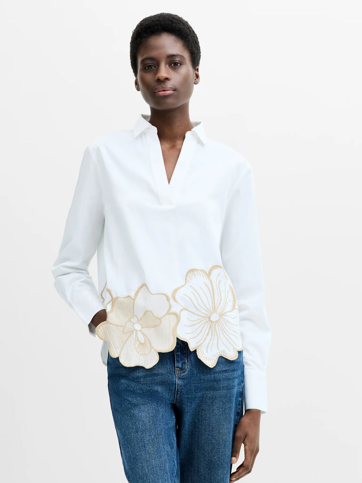 French Connection Alexis Cotton Floral Embroidered Shirt