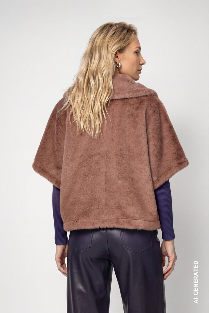 Monari Reversible Faux Fur Jacket | Tiramisu