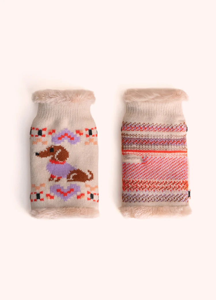 Powder Sausage Dog Wrist Warmers | Cream