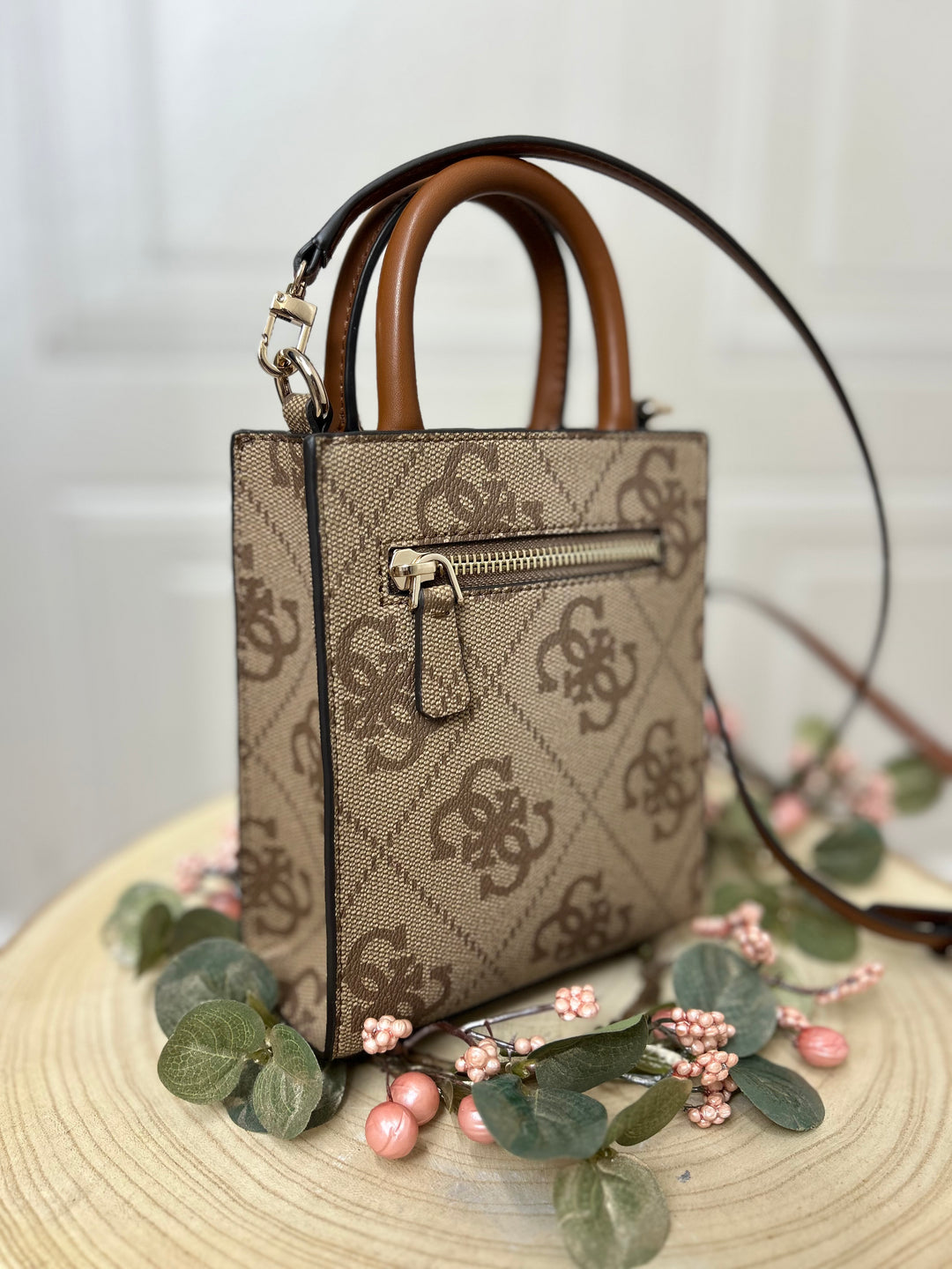Guess Erenia Latte Logo Crossbody Bag
