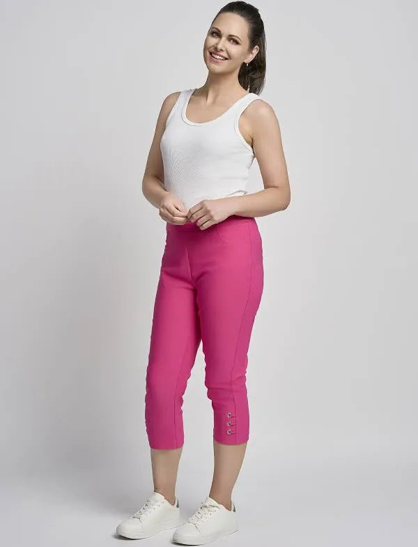 Pinns Bengaline Crop Trouser With Diamond Eyelets | 408C Fuchsia