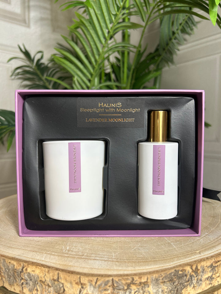 Haunis Pillow Mist &amp; Candle Gift Set | Lavender Moon