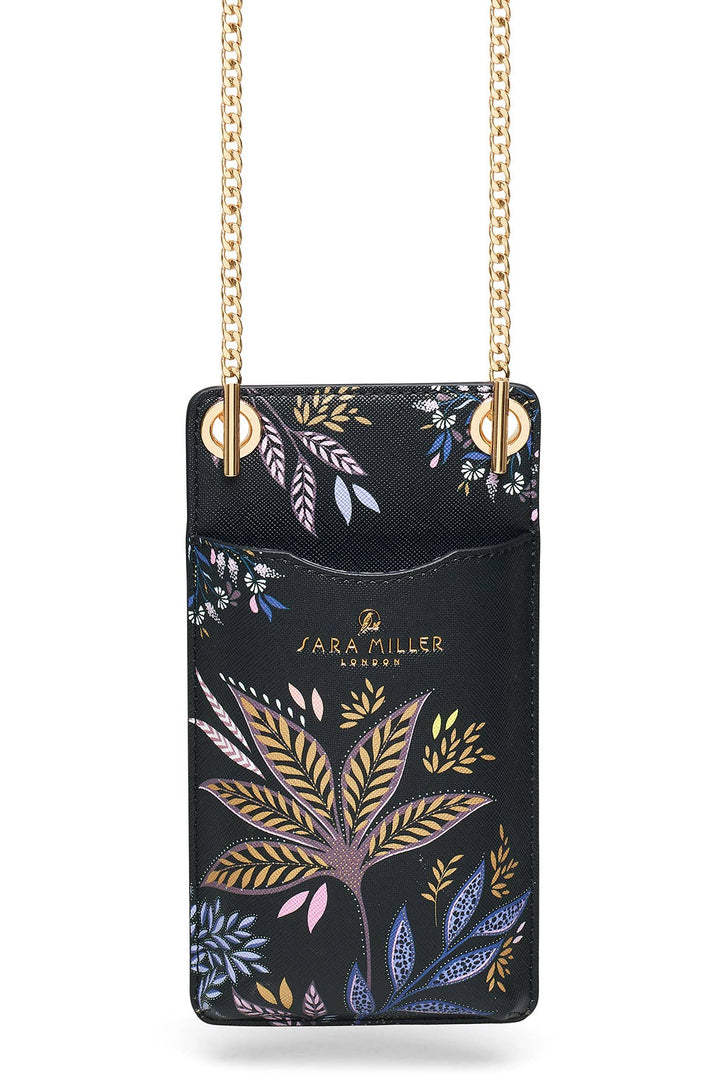 Sara Miller Phone Pouch: Black Botanic