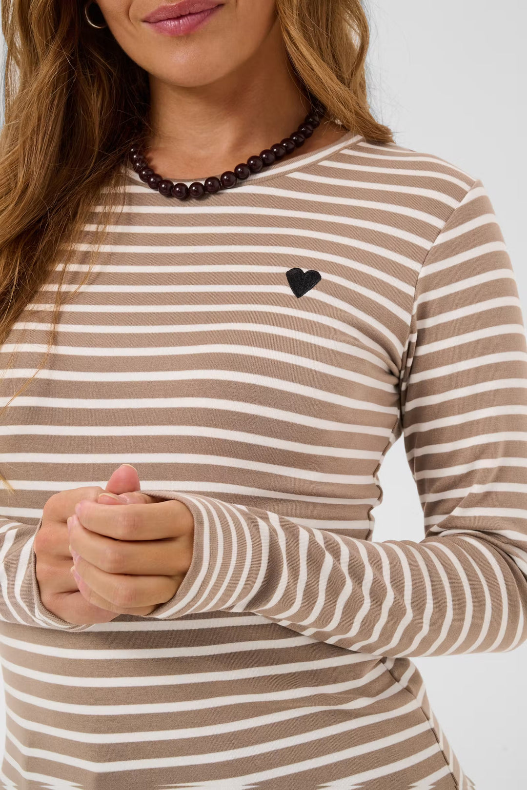 Kaffe Kaliddy Striped T-Shirt | Desert Taupe