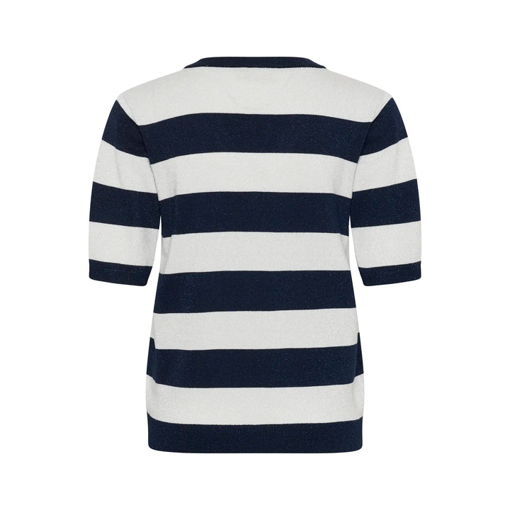 Kaffe KAregina Stripe V-neck Pullover | Midnight/Chalk