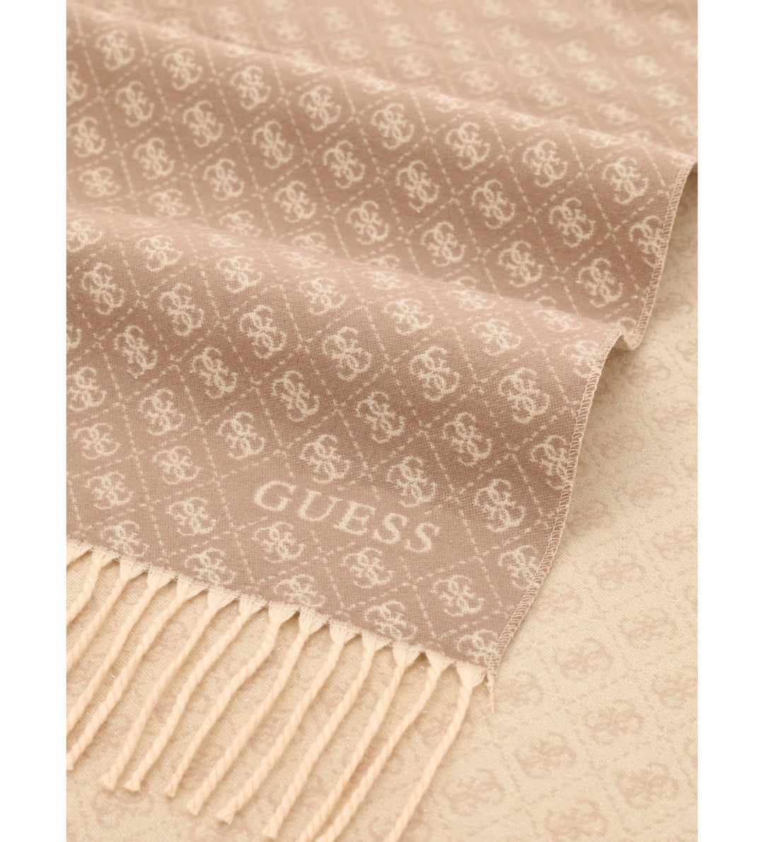 Guess Taupe 4G Logo Fringed Scarf