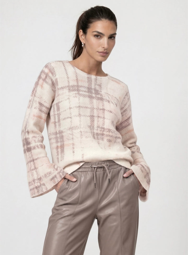 Monari Knitted Pearly Check Pattern Pullover