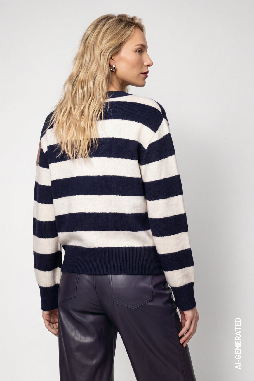 Monari Knitted Mixed Pattern Jumper