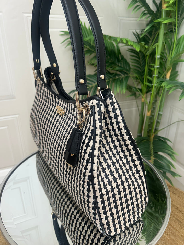 Guess Mirema Black Woven Shopper Handbag