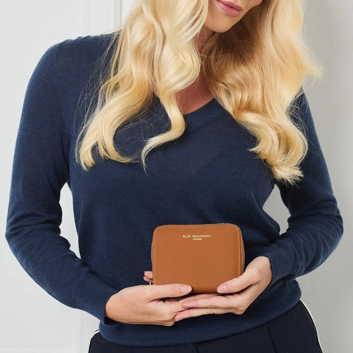 Elie Beaumont Zipper Purse | Tan/Coffee