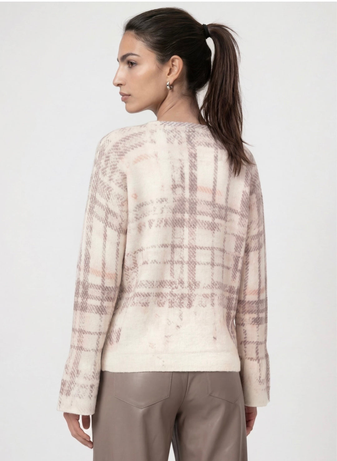 Monari Knitted Pearly Check Pattern Pullover